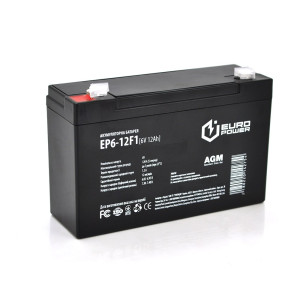 AGM акумулятор Europower 6V 12Ah EP6-12F1